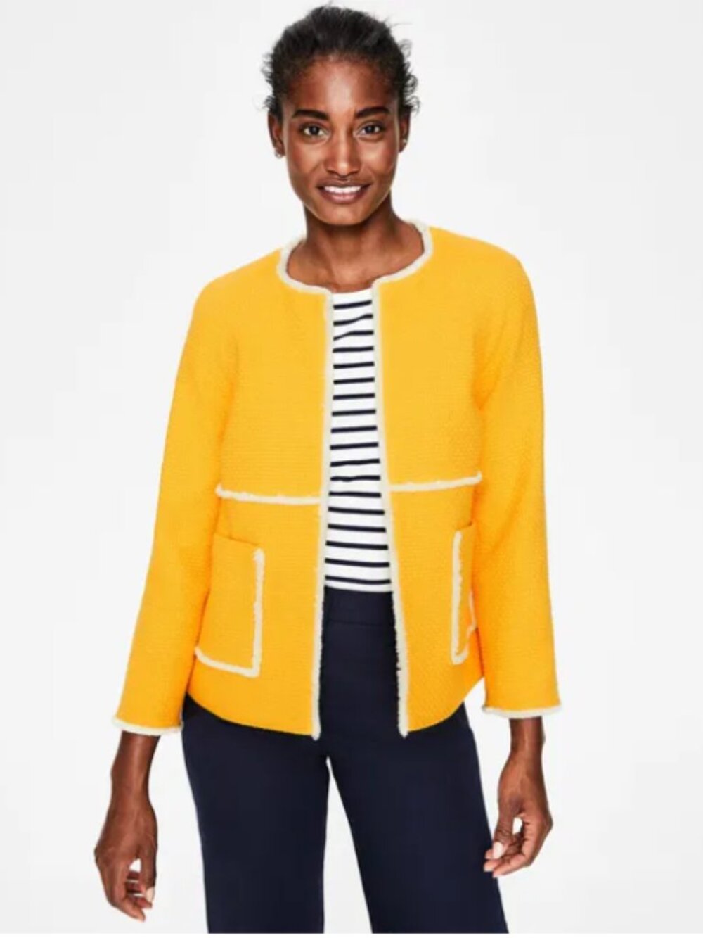 Boden Yellow Ida Textured Jacket/Blazer - Size US 8